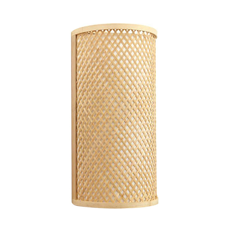 Avtoit | Half-cylindrical wall lamp for flush mounting Minimalist bamboo 1 head hallway wall light in beige
