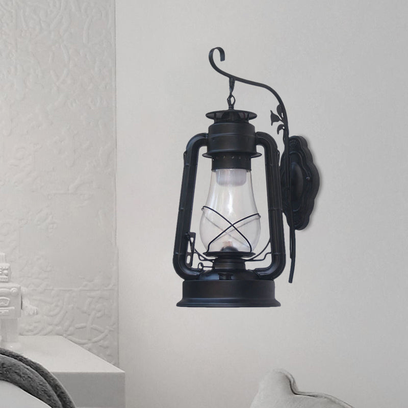 Avtoit | 1 Bulb Kerosene Wall Mounted Light Fixture Coastal Style Black/Bronze/Copper Clear Glass Lighting