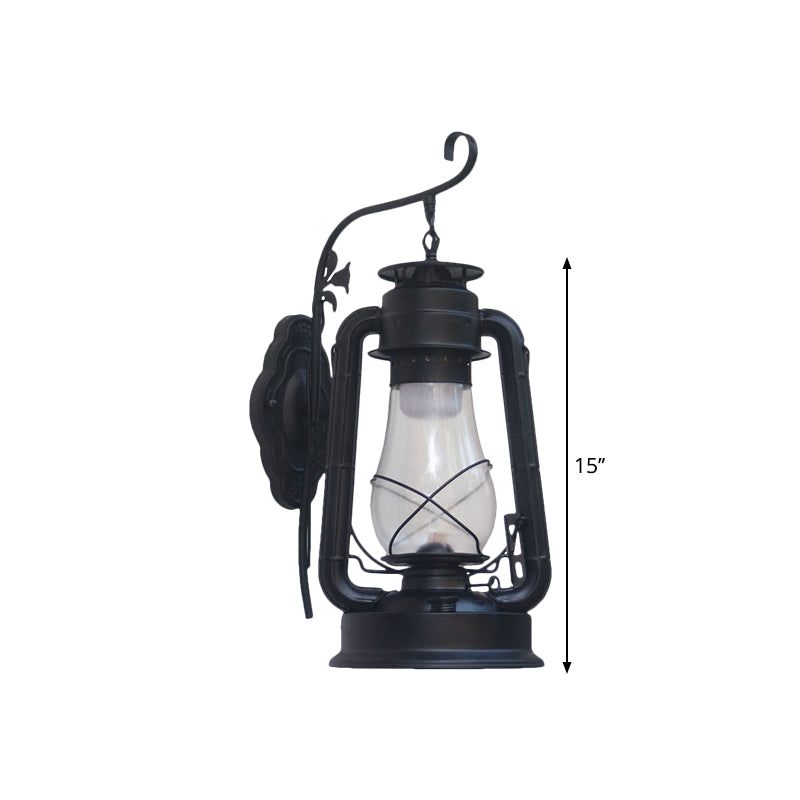 Avtoit | 1 Bulb Kerosene Wall Mounted Light Fixture Coastal Style Black/Bronze/Copper Clear Glass Lighting
