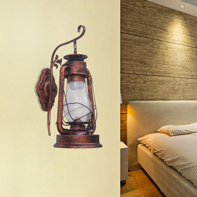 Avtoit | 1 Bulb Kerosene Wall Mounted Light Fixture Coastal Style Black/Bronze/Copper Clear Glass Lighting