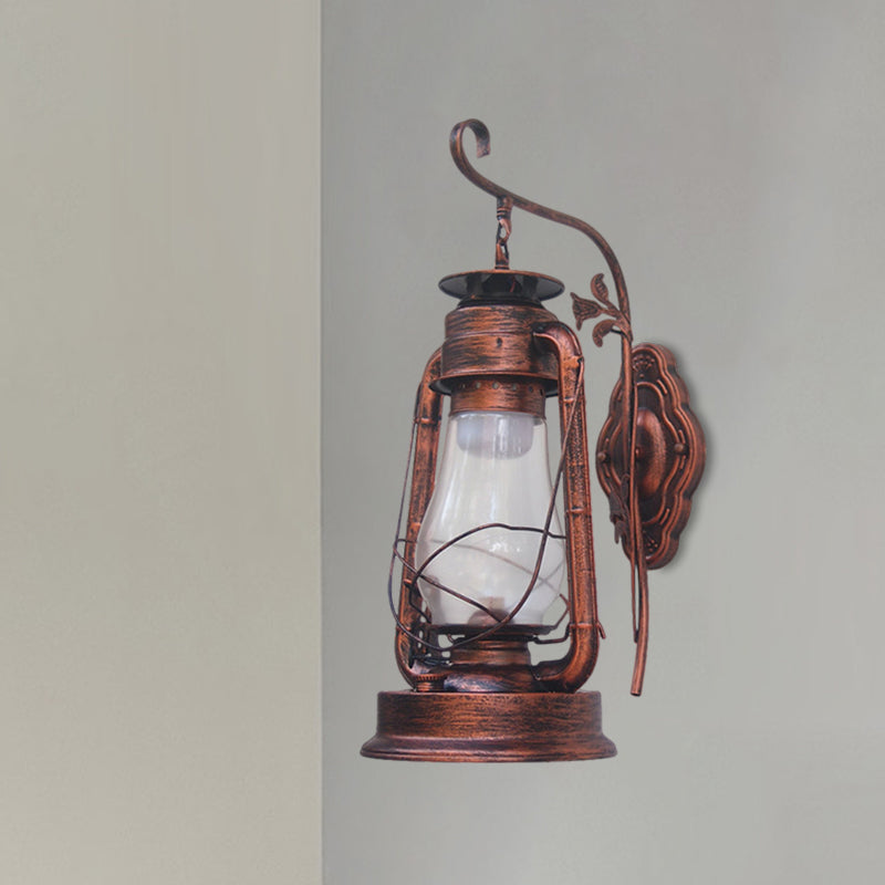 Avtoit | 1 Bulb Kerosene Wall Mounted Light Fixture Coastal Style Black/Bronze/Copper Clear Glass Lighting