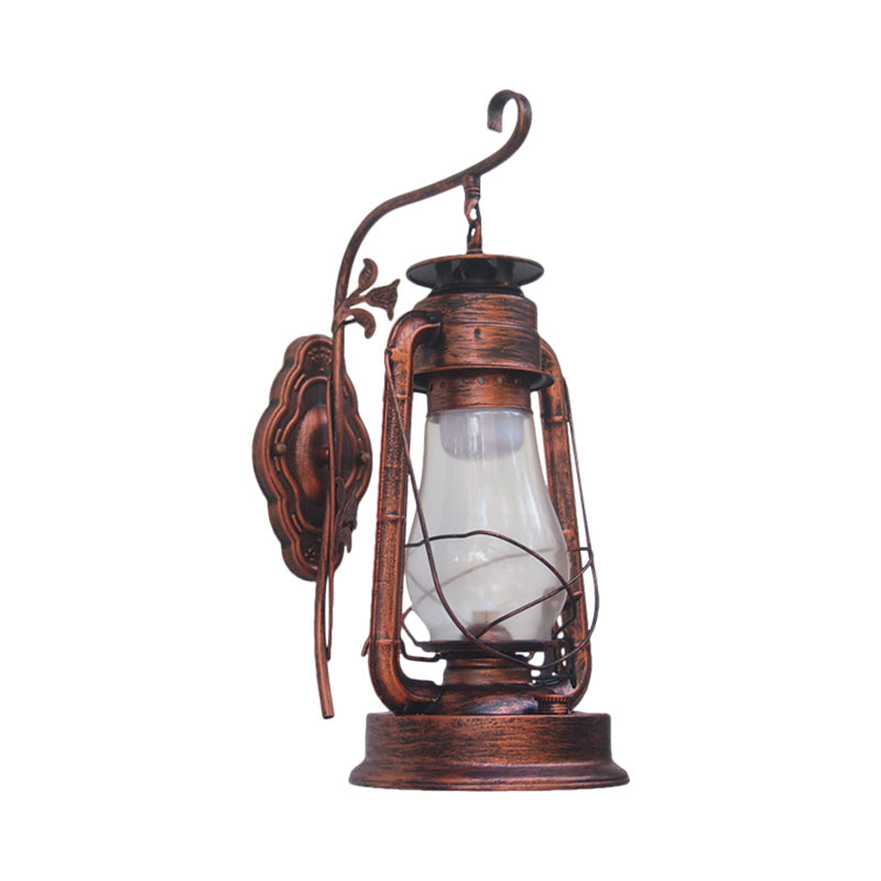 Avtoit | 1 Bulb Kerosene Wall Mounted Light Fixture Coastal Style Black/Bronze/Copper Clear Glass Lighting