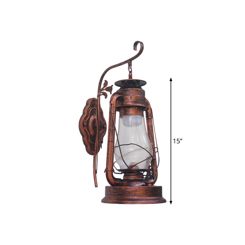 Avtoit | 1 Bulb Kerosene Wall Mounted Light Fixture Coastal Style Black/Bronze/Copper Clear Glass Lighting
