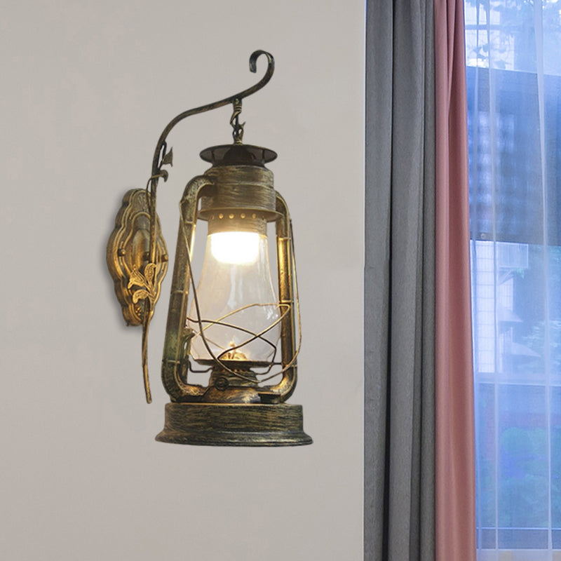 Avtoit | 1 Bulb Kerosene Wall Mounted Light Fixture Coastal Style Black/Bronze/Copper Clear Glass Lighting