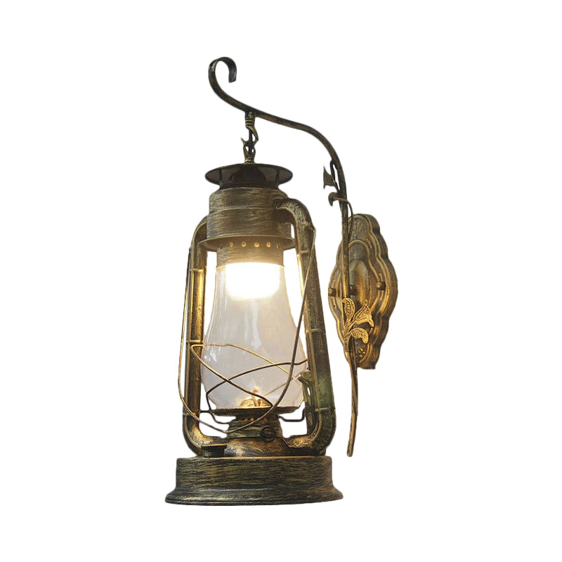 Avtoit | 1 Bulb Kerosene Wall Mounted Light Fixture Coastal Style Black/Bronze/Copper Clear Glass Lighting