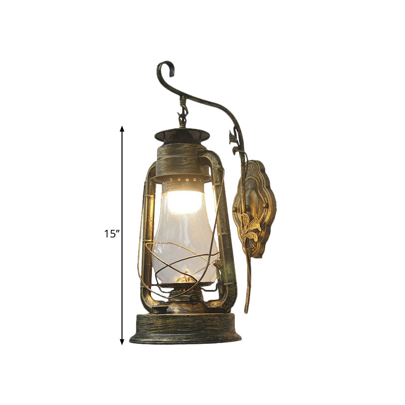 Avtoit | 1 Bulb Kerosene Wall Mounted Light Fixture Coastal Style Black/Bronze/Copper Clear Glass Lighting
