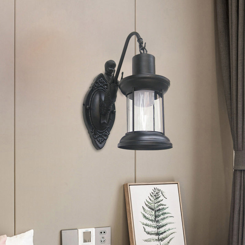 Avtoit | Clear Glass Black/Bronze/Copper Wall Light Kerosene 1-Light Vintage Style Wall Lamp Light for Outdoor