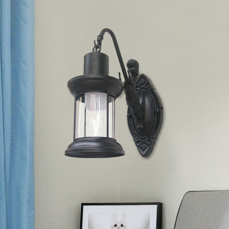 Avtoit | Clear Glass Black/Bronze/Copper Wall Light Kerosene 1-Light Vintage Style Wall Lamp Light for Outdoor