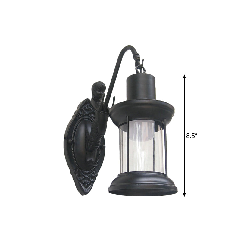 Avtoit | Clear Glass Black/Bronze/Copper Wall Light Kerosene 1-Light Vintage Style Wall Lamp Light for Outdoor