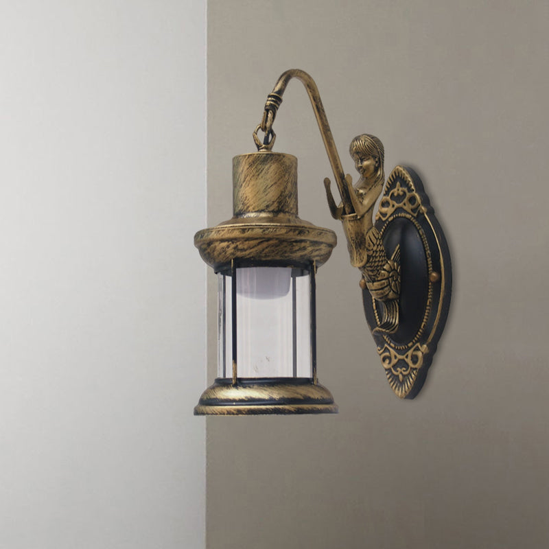 Avtoit | Clear Glass Black/Bronze/Copper Wall Light Kerosene 1-Light Vintage Style Wall Lamp Light for Outdoor