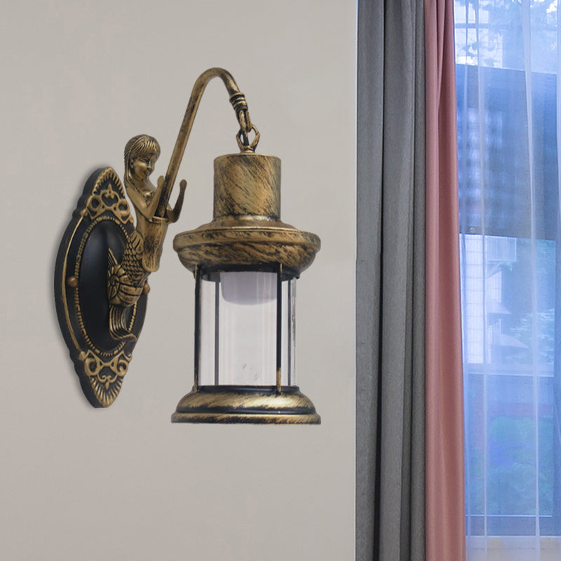 Avtoit | Clear Glass Black/Bronze/Copper Wall Light Kerosene 1-Light Vintage Style Wall Lamp Light for Outdoor