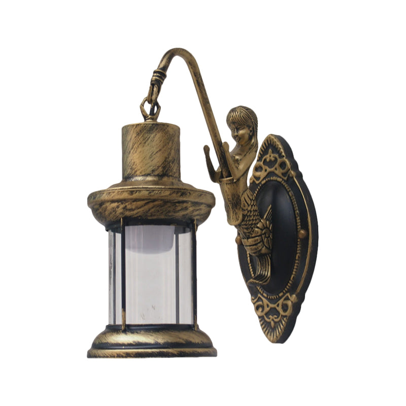 Avtoit | Clear Glass Black/Bronze/Copper Wall Light Kerosene 1-Light Vintage Style Wall Lamp Light for Outdoor