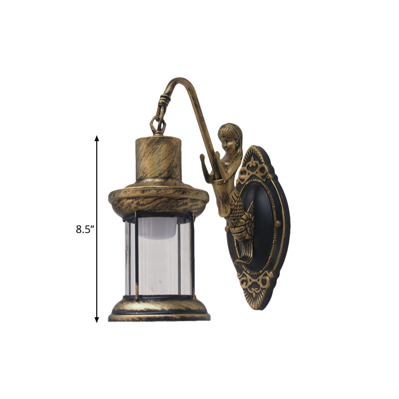 Avtoit | Clear Glass Black/Bronze/Copper Wall Light Kerosene 1-Light Vintage Style Wall Lamp Light for Outdoor