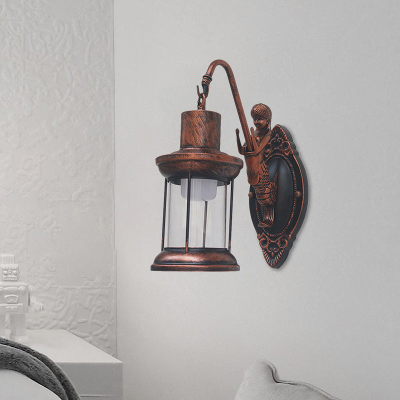 Avtoit | Clear Glass Black/Bronze/Copper Wall Light Kerosene 1-Light Vintage Style Wall Lamp Light for Outdoor