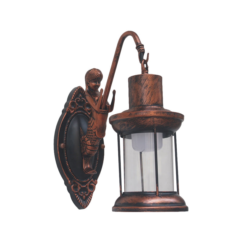Avtoit | Clear Glass Black/Bronze/Copper Wall Light Kerosene 1-Light Vintage Style Wall Lamp Light for Outdoor