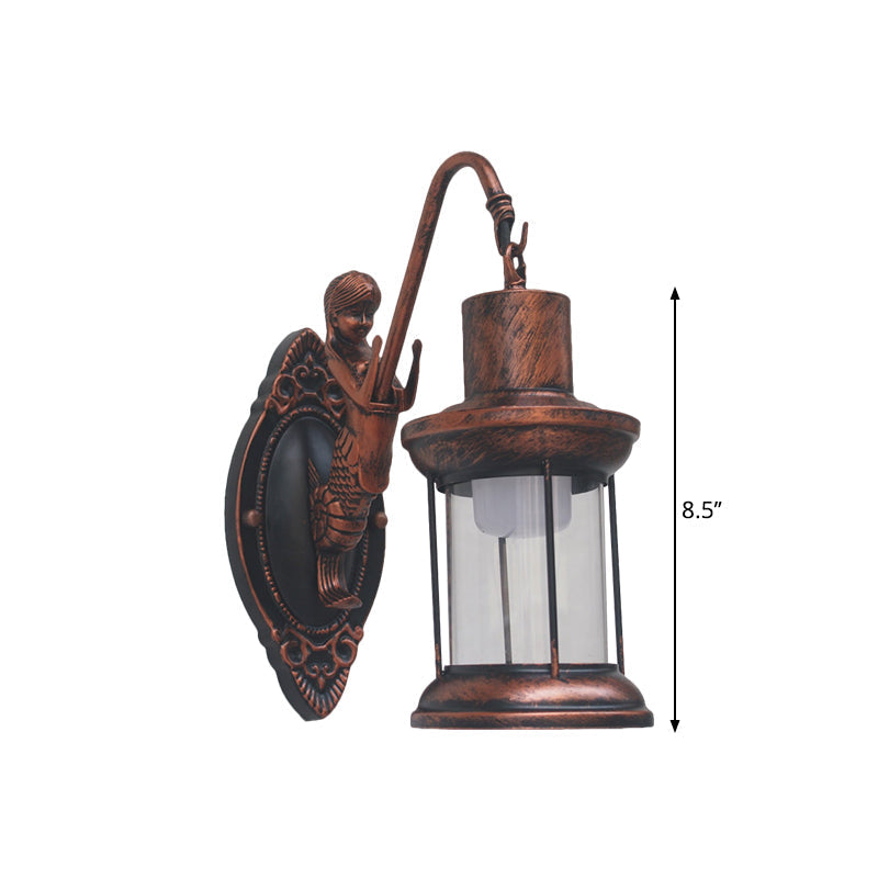 Avtoit | Clear Glass Black/Bronze/Copper Wall Light Kerosene 1-Light Vintage Style Wall Lamp Light for Outdoor
