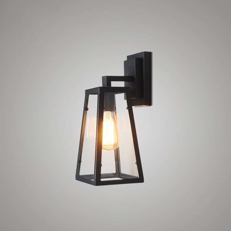 Avtoit | Iron Black Surface Wall Sconce Water Pipe/Cage/Fist-shaped 1-Bulb Industrial Style Wall Mounted Light Fixture