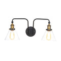Avtoit | 2 Lights Bright Glass Sconce Lamp Industrial Style Black Cone/Bowl Living Room Wall Lighting Idea