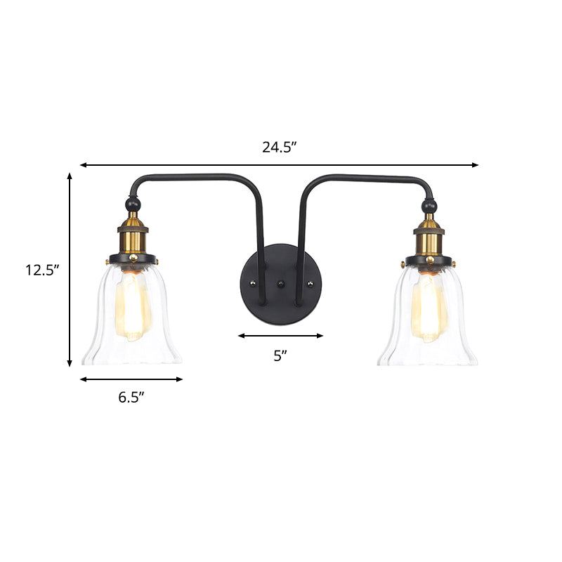 Avtoit | Pears/Bubbles Indoor Wall Lamp Factory Clear Glass 2 Lights Wall Lamp Fixture in Black