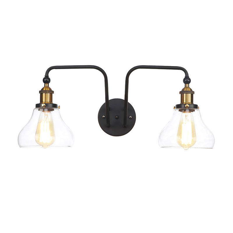 Avtoit | Pears/Bubbles Indoor Wall Lamp Factory Clear Glass 2 Lights Wall Lamp Fixture in Black
