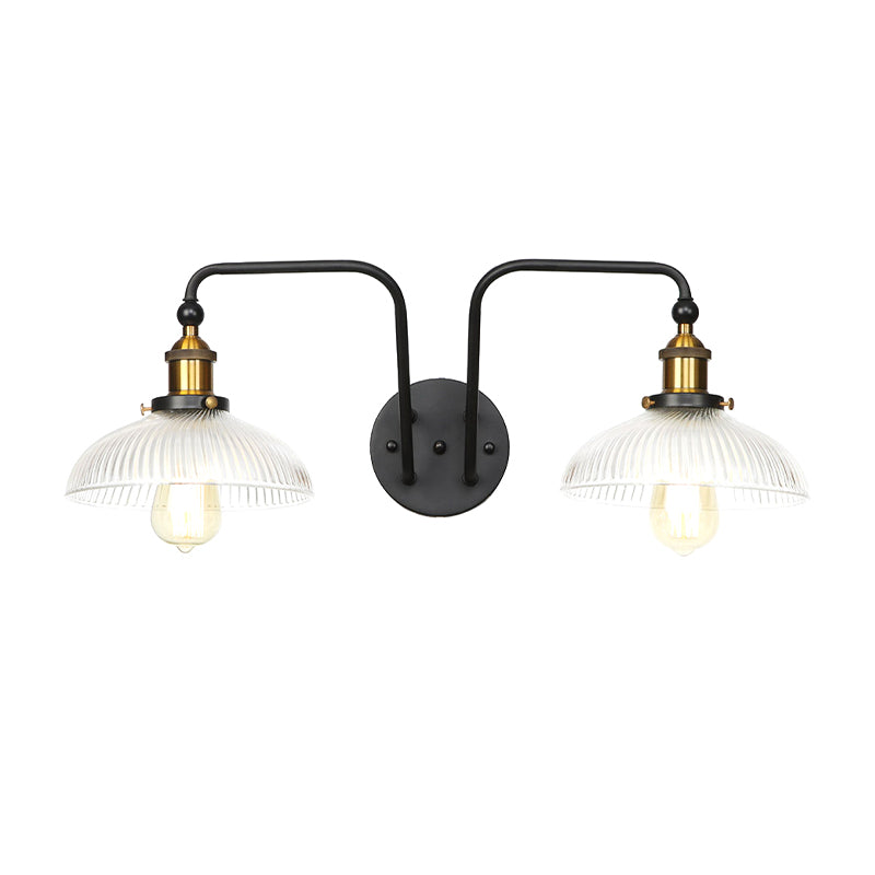 Avtoit | Black Globe/Sconce Wall Lamp Industrial Design Clear Glass 2 Lights Dining Room Wall Lighting