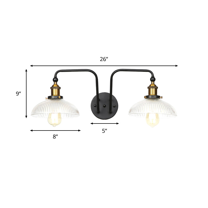 Avtoit | Black Globe/Sconce Wall Lamp Industrial Design Clear Glass 2 Lights Dining Room Wall Lighting