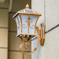 Avtoit | Frosted Glass Curved Lantern Wall Light Traditional Terrace Small/Large Solar LED Wall Lamp in Black/Brass
