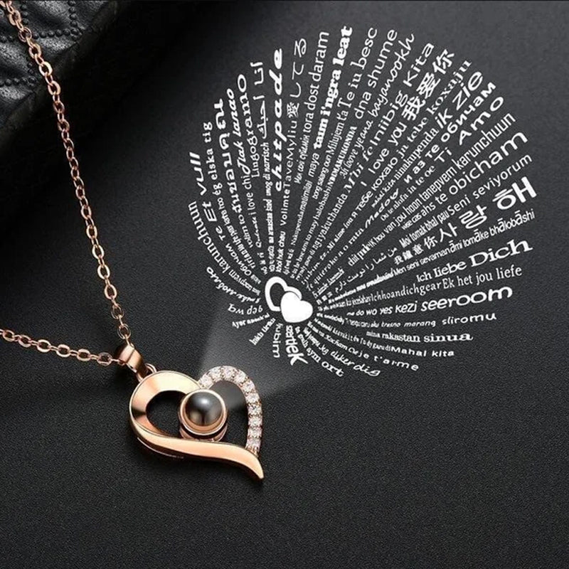 Avtoit | I love you roses bloom necklace in 100 languages gift set
