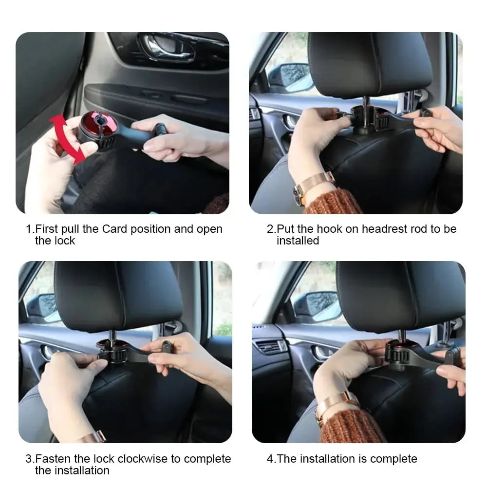 Avtoit | 2-in-1 Car Headrest Hooks – Holds Bags & Serves as Smartphone Holder