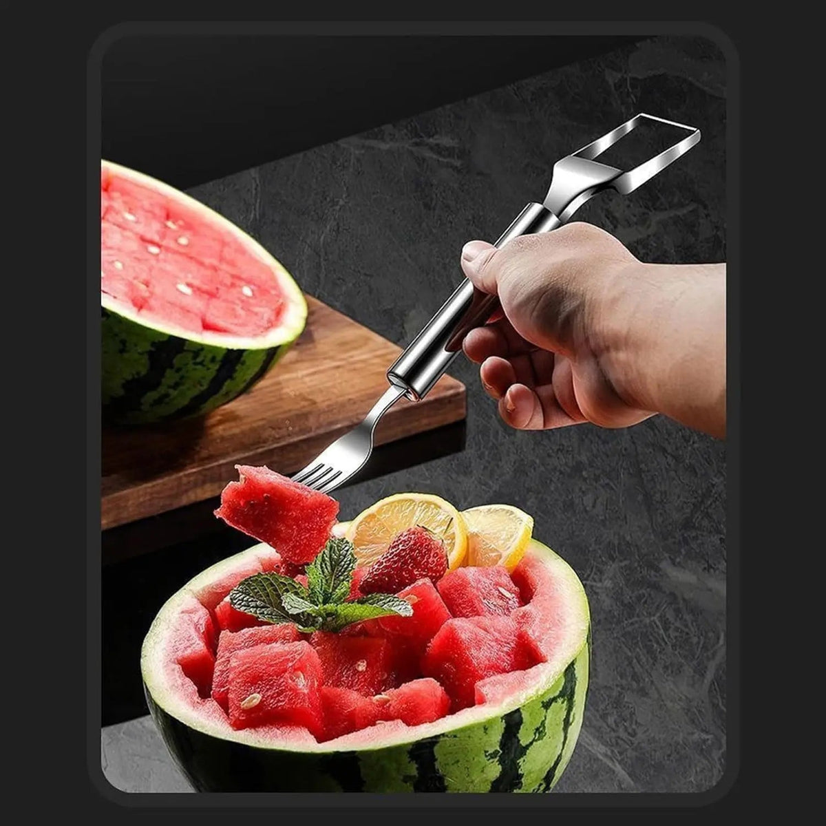 Avtoit | 2-in-1 Stainless Steel Watermelon Cutter – Cut & Serve with just one tool