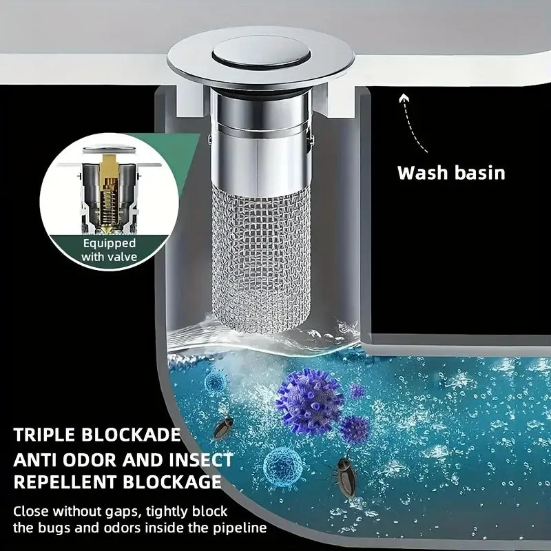 Avtoit | Stainless Steel Pop-Up Drain Strainer for Effortless Clog Prevention