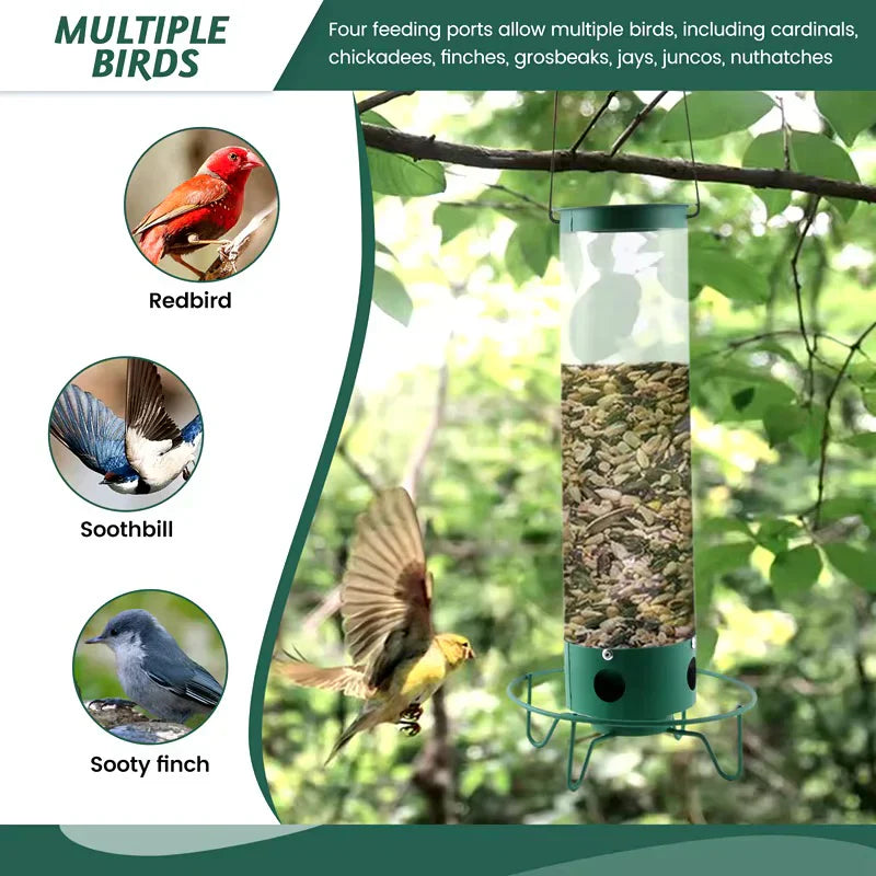 Avtoit | Squirrel Proof Bird Feeder | Heavy-Duty Metal, Multi-Feeding Ports & Ideal for Backyard Birdwatching