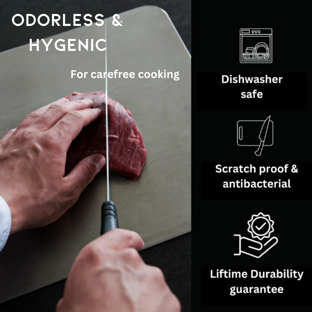 Avtoit | Medical Grade Titanium Cutting Board | Durable, Non-porous Surface for Safe Food Preparation & Kitchen Use