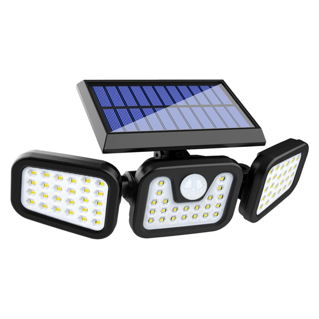 Solar LED Floodlight with Motion Sensor and Three Adjustable Heads