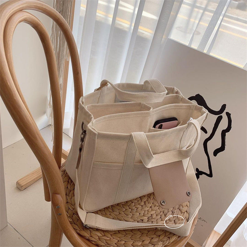 Avtoit | Solid Color Canvas Shopper Bag