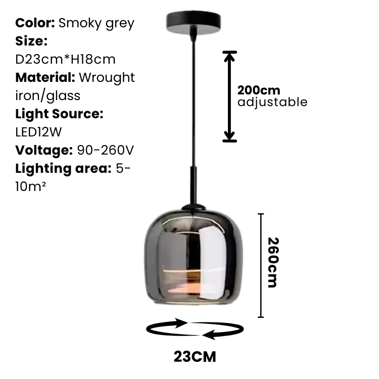Avtoit | Nordic Black Glass Pendant Light Fixture - Modern Hanging Lamp for Kitchen Island & Dining Room