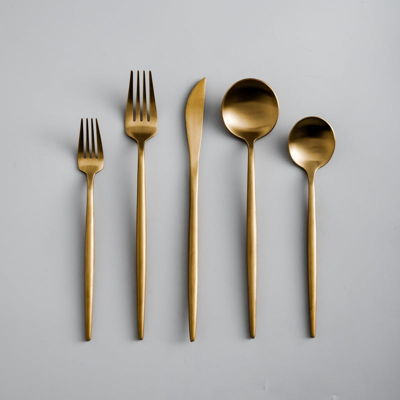 Avtoit | Minimalist Flatware Set – 20-Piece Titanium-Coated Stainless Steel Cutlery | Modern Matte Finish for Elegant Dining