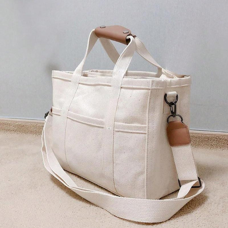 Avtoit | Solid Color Canvas Shopper Bag