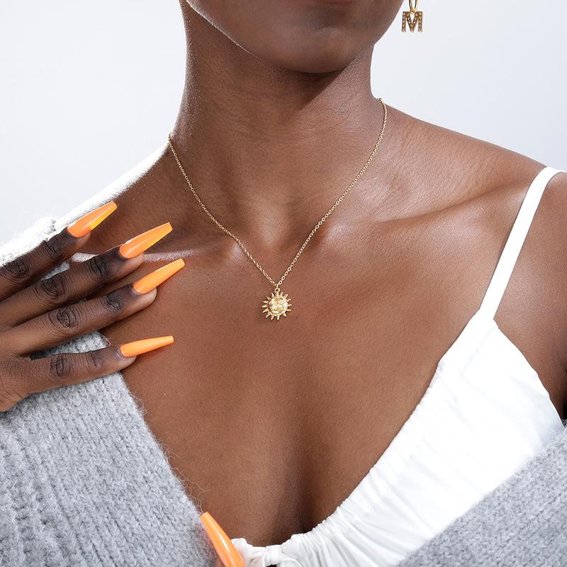 Avtoit | Vintage Sun and Moon Stainless Steel Necklace