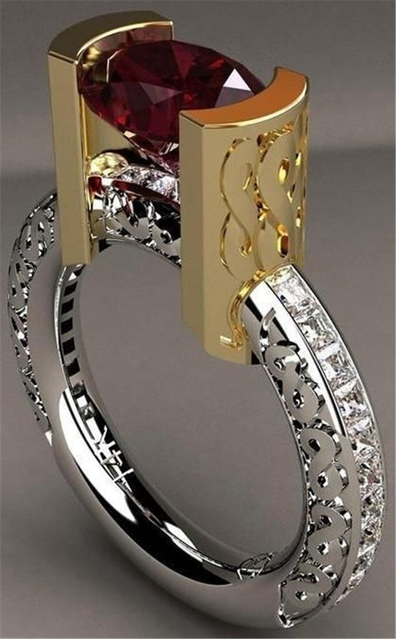 Avtoit | Fashion New Ring With Red Stones For Women Vintage Crystal Zircon Rings