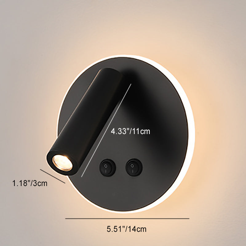 Avtoit | Modern Minimalistic Rectangular Round Iron Aluminum LED Wall Lamp For Bedroom