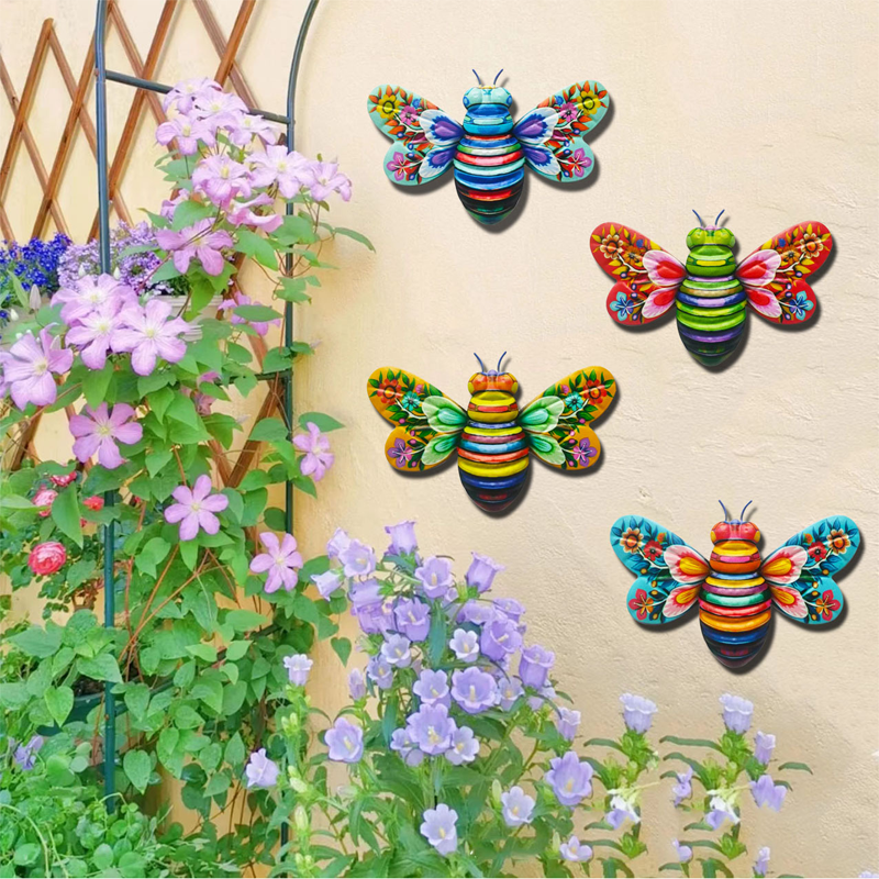 Avtoit | Iron Bee Art Sculpture Hanging Wall Decorations for Garden