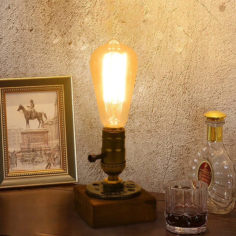 Avtoit | Vintage Industrial Iron Light Bulb 1-Light Table Lamp