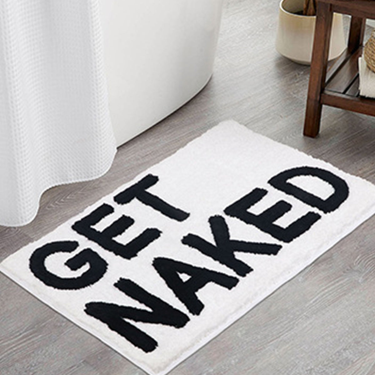 Avtoit | Feblilac Get Naked White Floor Bathroom Mat, 50x80cm Bathroom Rug, Plush Water-Absorbent, Non-Slip Toilet Mat, Artificial Bathroom Mats, Best Bath Rugs