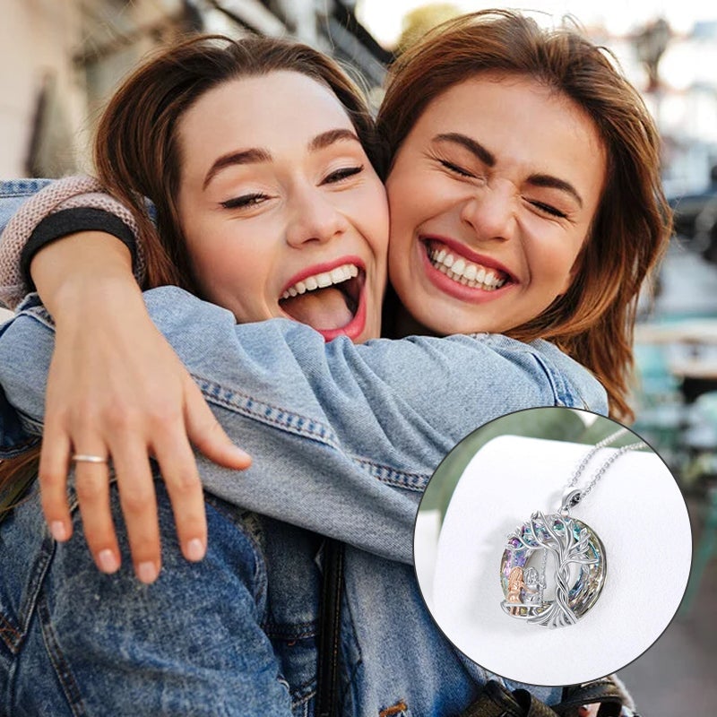 Avtoit | Tree of Life Sister on the Swing Cry-stal Pendant Necklace