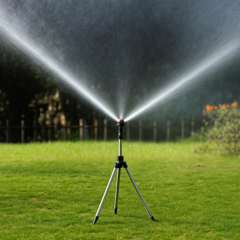 Avtoit | High-Pressure Rotating Tripod Sprinkler | 360° Coverage, Adjustable Height & Quick Setup for Garden Care and Summer Fun