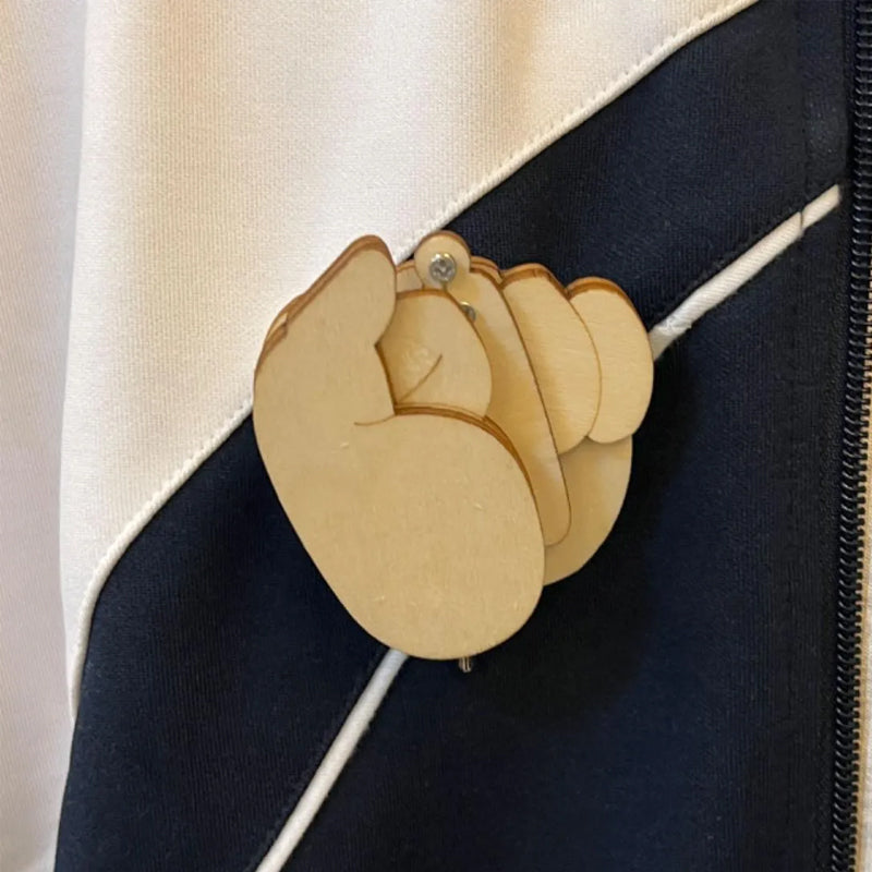 Avtoit | Funny Wooden Finger Brooch