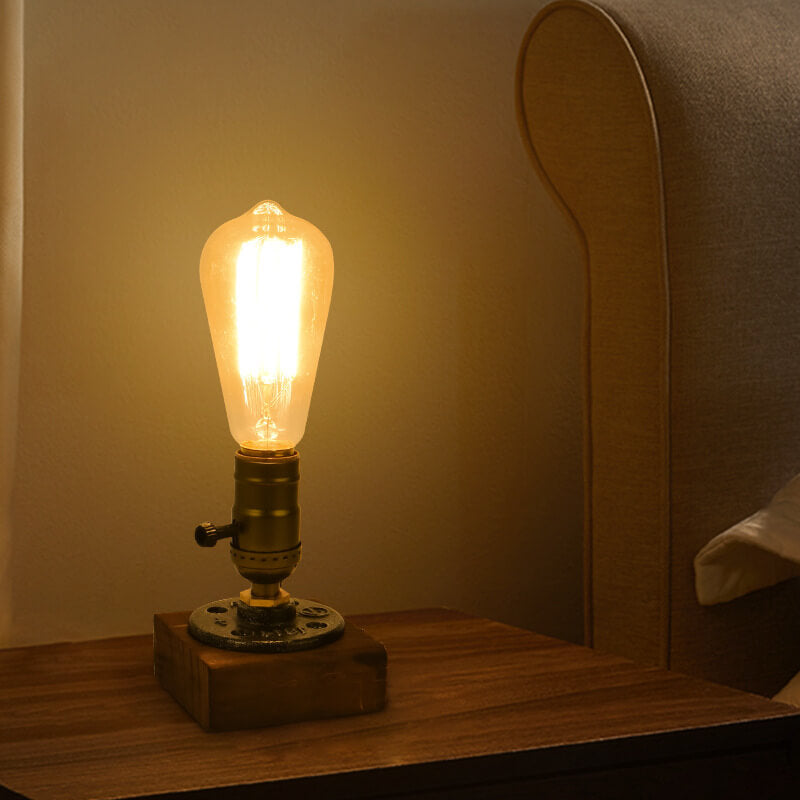 Avtoit | Vintage Industrial Iron Light Bulb 1-Light Table Lamp