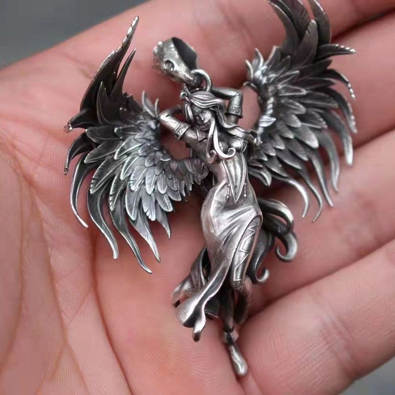 Avtoit | Sterling Silver Guardian Angel Pendant Necklace