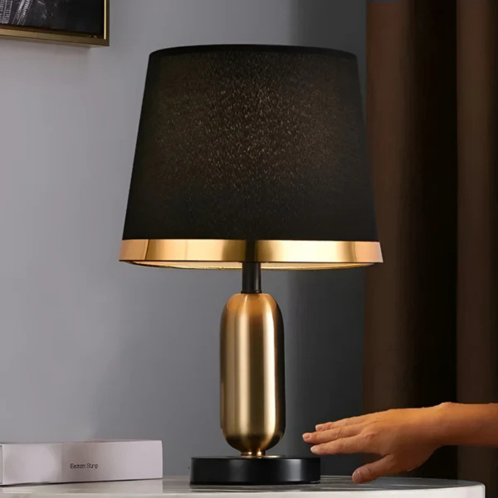 Avtoit | Lumivara Modern Black Fabric Table Lamp – Elegant Home Lighting